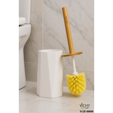 Özbience Bambu Ahşap Saplı Beyaz Klozet Fırçası, Temizlik ve Hijyen Için Ideal