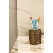 Özbience Altın Eskitme Renkte Tezgah Üstü Diş Fırçası Standı Model 4