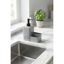 Özbience Şık Gri Süngerlikli Sıvı Sabunluk 450 ml (19X16X8 Cm)