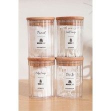 Özbience 4'lü Ahşap Kapaklı Akrilik Diş Ipi ve Pamuklu Banyo Seti