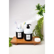 Özbience Iki Parça Beyaz Cam Sabun ve Diş Fırçalık Banyo Seti