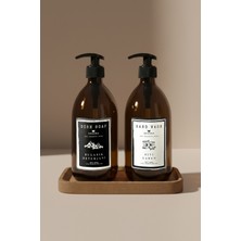 Özbience 2'li 500ML Sıvı Bulaşık Deterjanı Sabunluk Seti, Köşeli Standlı