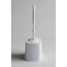 Özbience Örgü Desenli Beyaz Plastik Klozet Tuvalet Fırçası, Hijyenik ve Şık Tasarım