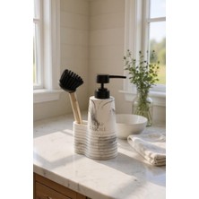 Özbience Mermer Görünümlü Seramik Fırçalı Tezgah Üstü Sıvı Sabunluk