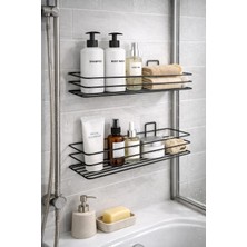 Özbience Paslanmaz Banyo Düzenleyici Seti, Şampuanlık ve Duş Rafı, Dayanıklı ve Şık