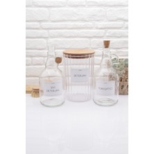 Özbience Oval Ahşap Kapaklı Deterjan ve Yumuşatıcı Şişesi 2200ML ve 1000ML