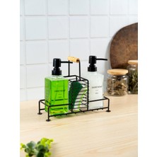 Özbience Soft Dokulu Metal Stantlı 500 ml Kare Cam Sıvı Sabunluk Ikili Set