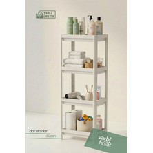 Özbience 4 Katlı Beyaz Banyo Raf Seti, Düzenleyici ve Şampuanlık Tasarımı