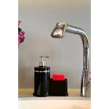 Özbience Şık Gümüş Detaylı Sıvı Sabunluk ve Süngerlik Seti, Yerli Üretim