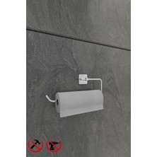 Özbience Yapışkanlı Kare Krom Havluluk ve Kağıt Havlu Askısı Seti