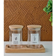 Özbience 2'li Bambu Standlı Dekoratif Cam Kulak Pamuğu Kutusu