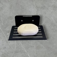 Özbience Yapışkanlı ve Vidalı, Düz Mat Siyah Sabunluk, Şık ve Kullanışlı Tasarım