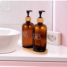 Özbience 2'li Kahverengi Kristal Sıvı Sabunluk Seti, 500 Ml, Şık ve Dayanıklı