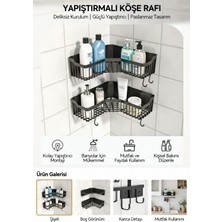 Özbience Yapışkanlı Banyo Mutfak Köşe Düzenleyici Sabunluk Organizer Raf 2'li Set
