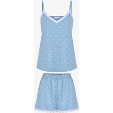 Penti Mavi Aqua Pamuklu Şortlu Pijama Takımı
