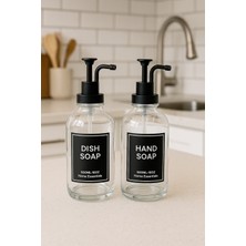 Özbience Siyah Pompalı Cam Sıvı Sabunluk 2’li Set, 500 Mlli Şık Tasarım