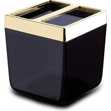 Özbience Şeffaf Siyah ve Altın Renkli Modern Diş Fırçalık