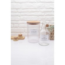 Özbience Ahşap Kapaklı Oval Çizgili Deterjan Şişesi 2200ML, 1000ML Eko Şişe