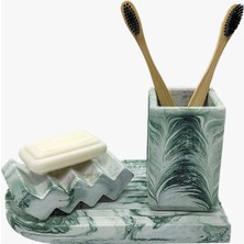 Özbience 3'lü Mermer Desenli Banyo Aksesuar Takımı, Şık ve Kullanışlı Set