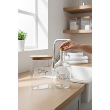 Özbience Ahşap Kapaklı 1500ML Şeffaf Deterjan ve Yumuşatıcı Şişesi