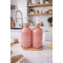 Özbience Bambu Ikili Cam Sıvı ve Deterjanlık Seti, 2X500 Ml, Şık ve Fonksiyonel