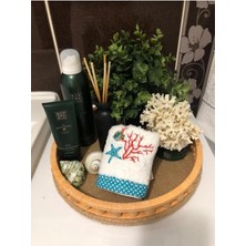 Özbience Ahşap Banyo Düzenleyici Sepet, Dekoratif ve Kullanışlı 30 cm Çap