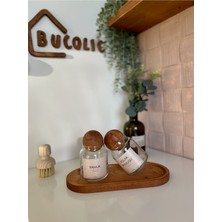 Özbience 2’li Ahşap Kapaklı Cam Pamukluk Seti, Vintage Etiket, Büyük Boy Stand