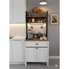 Dodef Wood Çok Amaçlı Kahve Köşesi ve Erzak Dolabı – Beyaz/sepet Ceviz 80X210