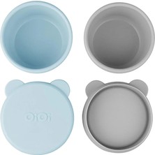 OiOi Silikon Kapaklı Mini Kase 2'li Mineral Blue/gri