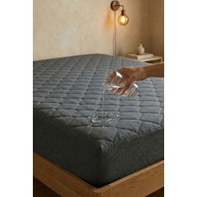Nart Home Yatak Alezi Pamuklu Kapitone Fitted Full Kenar Sıvı Geçirmez Yatak Koruyucu Gri