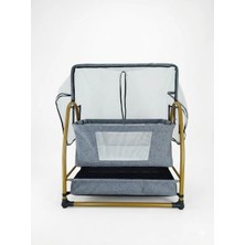 Bebelow Keten Kumaş Profil Sallanabilir Gold Portatif Anne Yanı Cibinlikli Hamak Sepet Gold Beşik