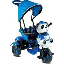 BabyHope Little Panda Mavi 1-4 Yaş Arası Ebeveyn Kontrollü Üç Teker Bisiklet Koruma Barı ile