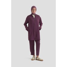 Armine Trend Taş Detaylı Fermuarlı Pantolonlu Ikili Takım Vişne 26YT625