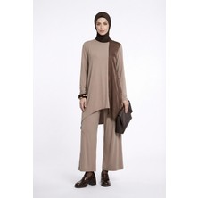 Armine Trend Paraşüt Detaylı Asimetrik Kesim Pantolonlu Ikili Takım Vizon 25KT6110