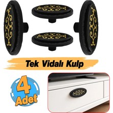 Badem10 Palmira Düğme Kulp Çekmece Dolap Kapak Kulpu Kulbu Metal Siyah (4 Adet)
