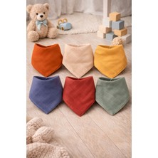 Pico Baby %100 Pamuk Müslin Kumaş / Çıtçıtlı / Düz Renkli / Bebek Salya Önlük & Fular ( 6 Adet)