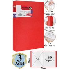 Artlantis Kırmızı Sunum Dosyası 60 Lı 3 Adet Poşet Dosyalı Katalog Dosyası 60 Poşetli Kendinden Dosya Plastik Kapaklı