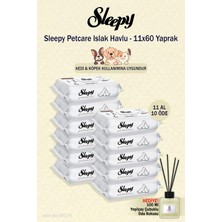 11 Paket Sleepy Petcare Islak Havlu 60'lı ve Oda Kokusu Hediye