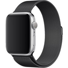 Caseonn Apple Watch Series 7 41MM ile Uyumlu Manyetik Metal Hasır Kordon Siyah