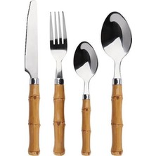 Bambum Matia 24 Parça Gri Çatal Kaşık Bıçak Seti Şık Tasarım ve Sofra Sunumuna Uygun