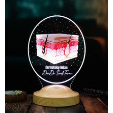 Dermatoloji Uzmanına Hediye – Kişiye Özel Cildiye Doktoru LED Lamba, Deri Anatomi Tasarımlı Doktor Hediyesi