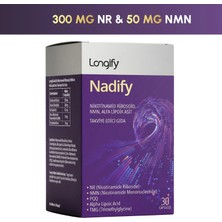 Longify Nadify NAD+ Öncülü, NR, NMN, PQQ, Alfa Lipoik Asit ve TMG Takviye Edici Gıda 30 Kapsül