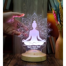 Yoga LED Lamba – Lotus Mandala Tasarımlı Meditasyon & Yoga Eğitmeni Hediyesi Kişiye Özel Isimli