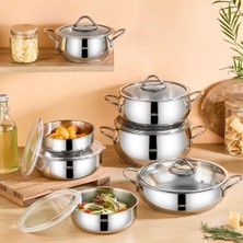 Amboss 14 Parça Stone Prime Paslanmaz Çelik Tencere Seti & Çelik Saklama Kabı