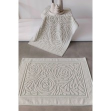 Sevim 2'li Ayak Havlusu Seti,  Zemini Renkli & Üç Boyutlu, Yüksek Su Emici &  Pamuk, 50X70CM, Mint