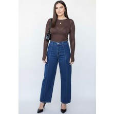 Koza Butik Kadın Büyük Beden Uzun Kollu Kayık Yaka Transparan Viskon Bluz 2037-26