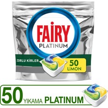 Fairy Platinum Limon Kokulu Bulaşık Makinesi Deterjanı Tableti 50 Yıkama Zorlu Kirler İçin