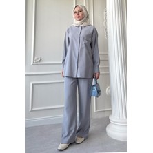 inStyle Cep Detay Modal Gri Ikili Takım