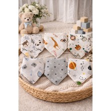 Pico Baby %100 Pamuk Müslin Kumaş / Çıtçıtlı / Desenli / Bebek Salya Önlük & Fular ( 6 Adet)