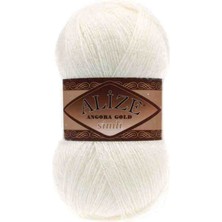 Alize Angora Gold Simli Örgü Ipi (4 Adet)No 62 Açık Krem